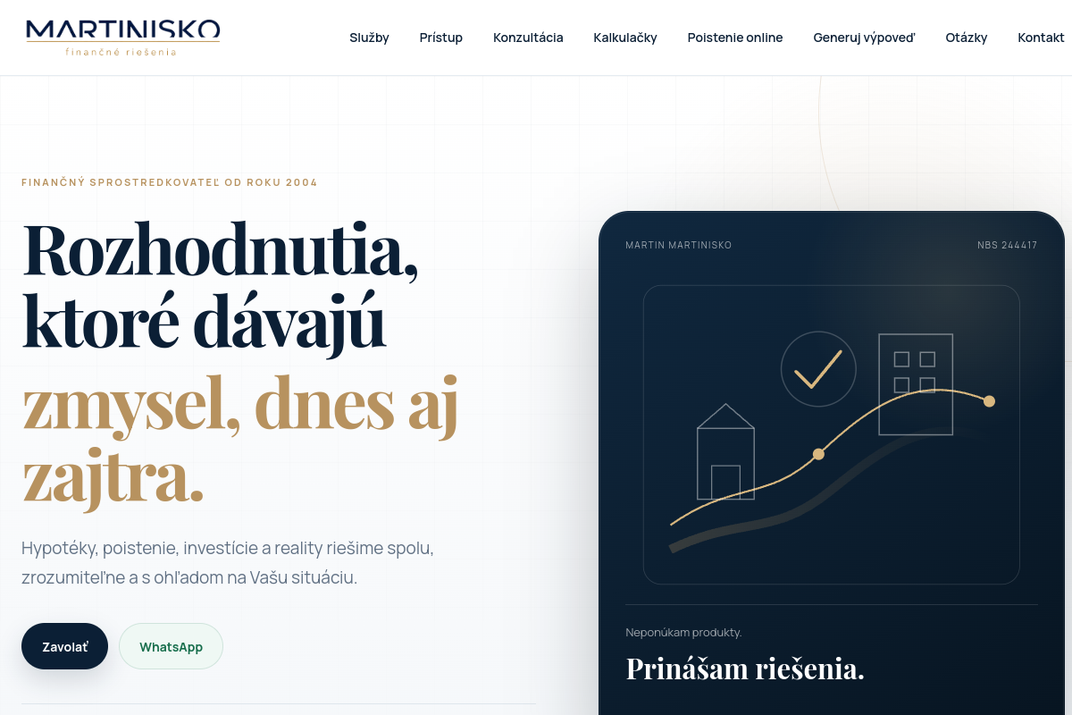 Náhľad úvodnej stránky Martinisko